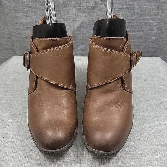 Born B.o.c Leather Brown Monk Strap ankle boots, Boho, slip-on, Women's sz 8.5 - Picture 2 of 12